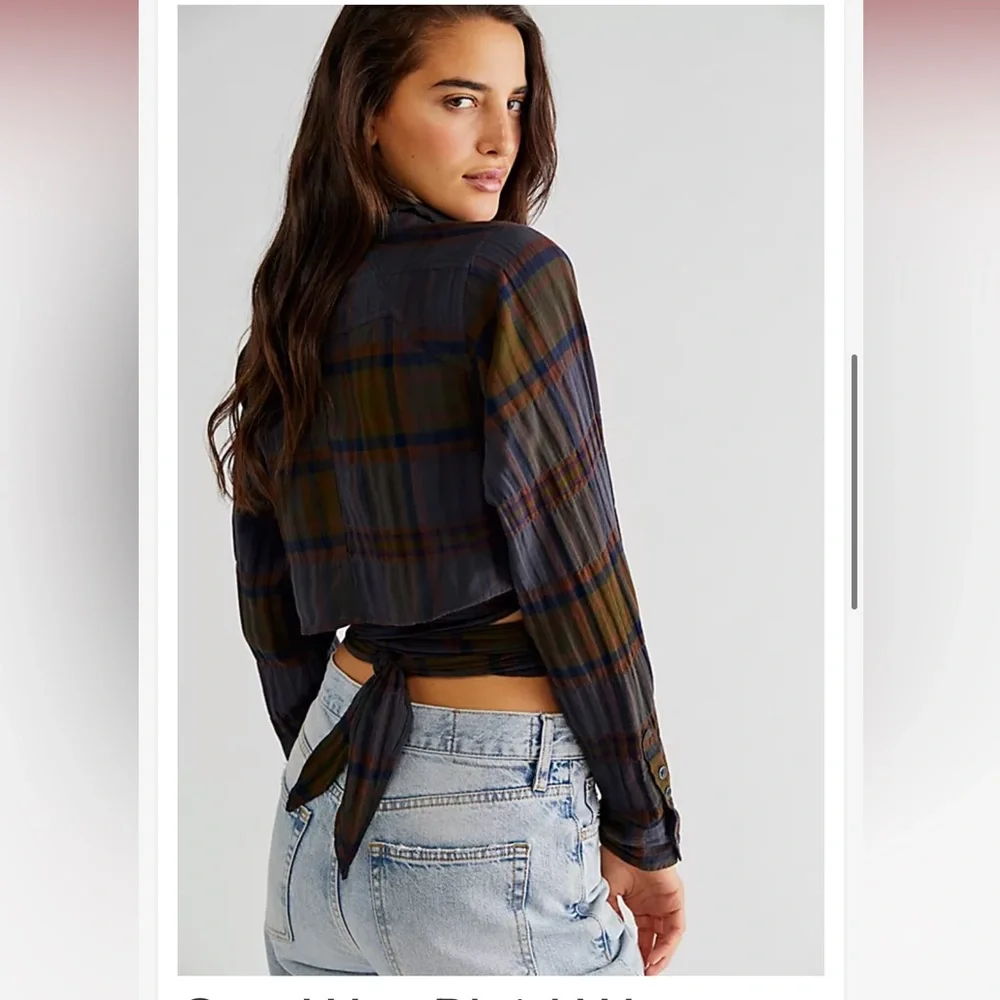 Free People We The Free Purple One Way Plaid Wrap Top Size Xs Crop Top NWT